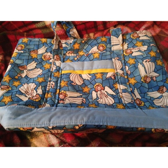 Handmade Quilted Angel Bag Blue 14x10 - Picture 3 of 7
